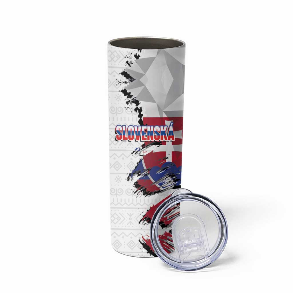 Slovakia Skinny Tumbler Flag Grunge Half Style with Slovak Pattern