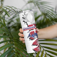 Slovakia Skinny Tumbler Flag Grunge Half Style with Slovak Pattern