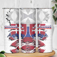 Slovakia Skinny Tumbler Flag Grunge Half Style with Slovak Pattern