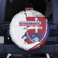 Slovakia Spare Tire Cover Flag Grunge Half Style with Slovak Pattern