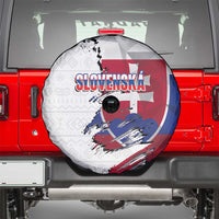 Slovakia Spare Tire Cover Flag Grunge Half Style with Slovak Pattern