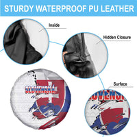 Slovakia Spare Tire Cover Flag Grunge Half Style with Slovak Pattern