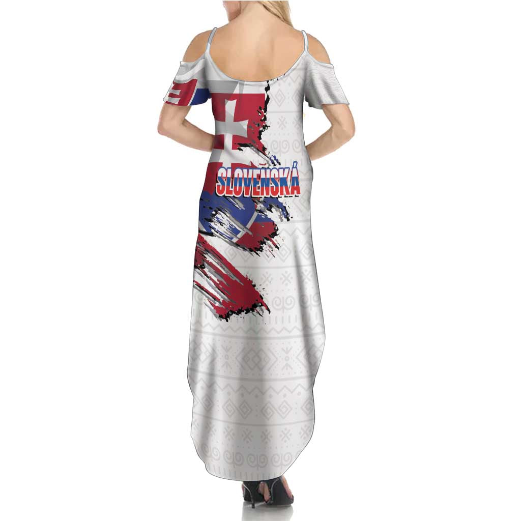 Slovakia Summer Maxi Dress Flag Grunge Half Style with Slovak Pattern