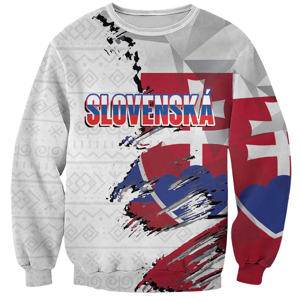 Slovakia Sweatshirt Flag Grunge Half Style with Slovak Pattern