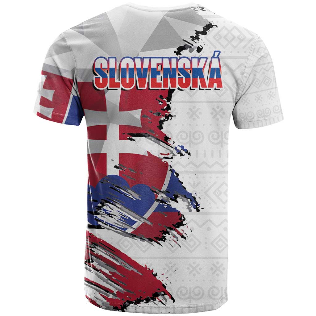 Slovakia T Shirt Flag Grunge Half Style with Slovak Pattern
