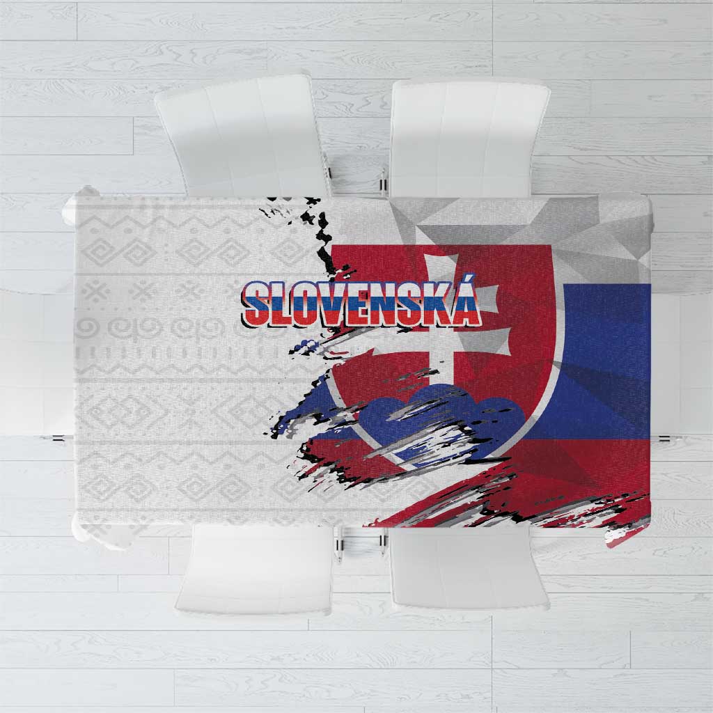 Slovakia Tablecloth Flag Grunge Half Style with Slovak Pattern