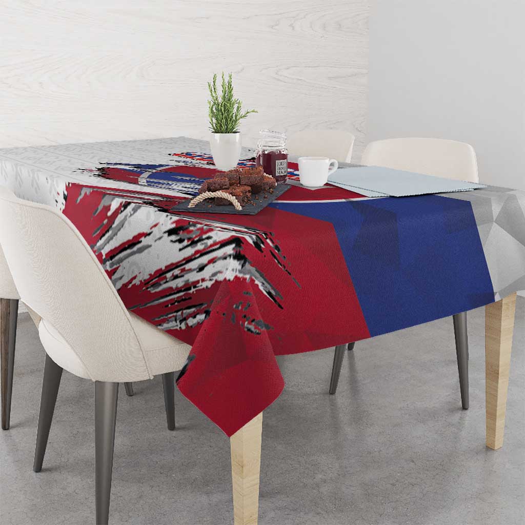 Slovakia Tablecloth Flag Grunge Half Style with Slovak Pattern