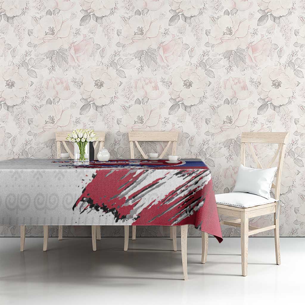 Slovakia Tablecloth Flag Grunge Half Style with Slovak Pattern