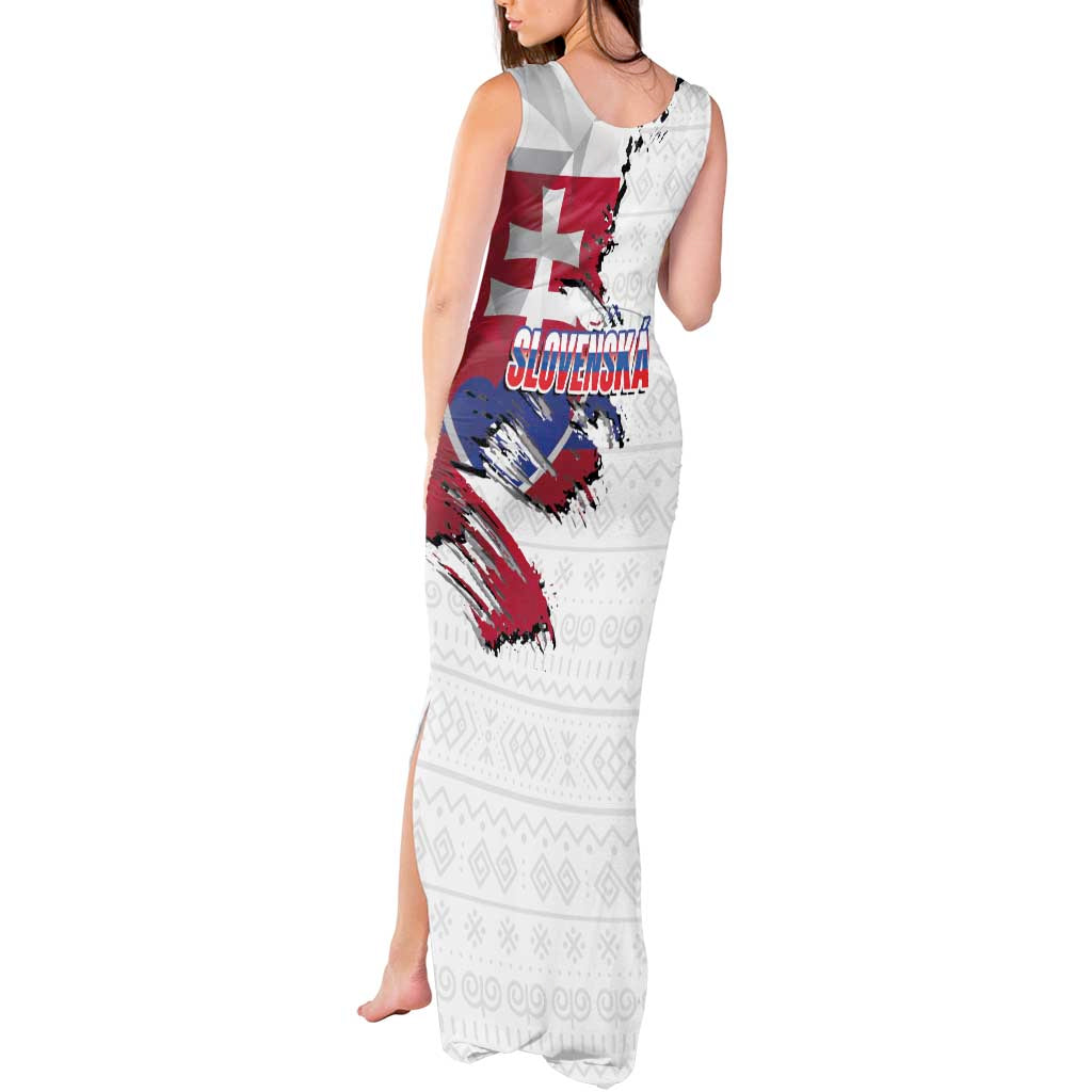 Slovakia Tank Maxi Dress Flag Grunge Half Style with Slovak Pattern