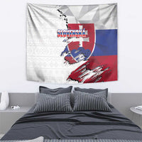 Slovakia Tapestry Flag Grunge Half Style with Slovak Pattern