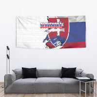 Slovakia Tapestry Flag Grunge Half Style with Slovak Pattern