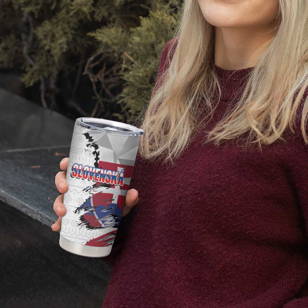 Slovakia Tumbler Cup Flag Grunge Half Style with Slovak Pattern