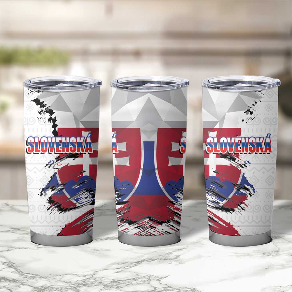 Slovakia Tumbler Cup Flag Grunge Half Style with Slovak Pattern