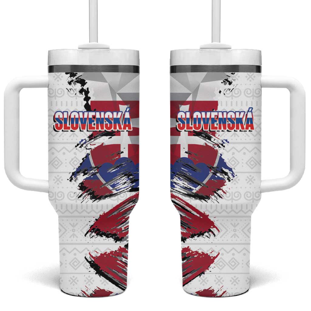 Slovakia Tumbler With Handle Flag Grunge Half Style with Slovak Pattern