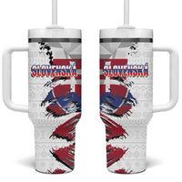 Slovakia Tumbler With Handle Flag Grunge Half Style with Slovak Pattern