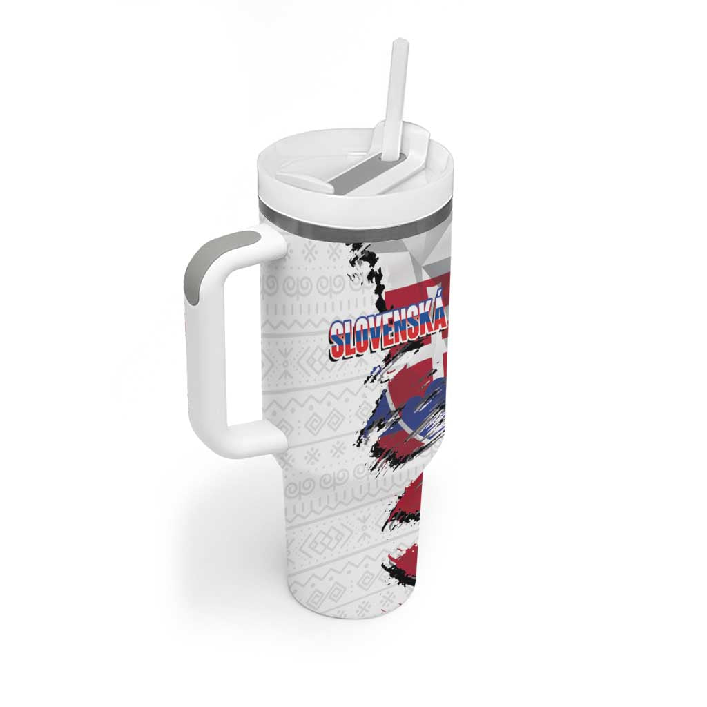 Slovakia Tumbler With Handle Flag Grunge Half Style with Slovak Pattern