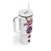 Slovakia Tumbler With Handle Flag Grunge Half Style with Slovak Pattern