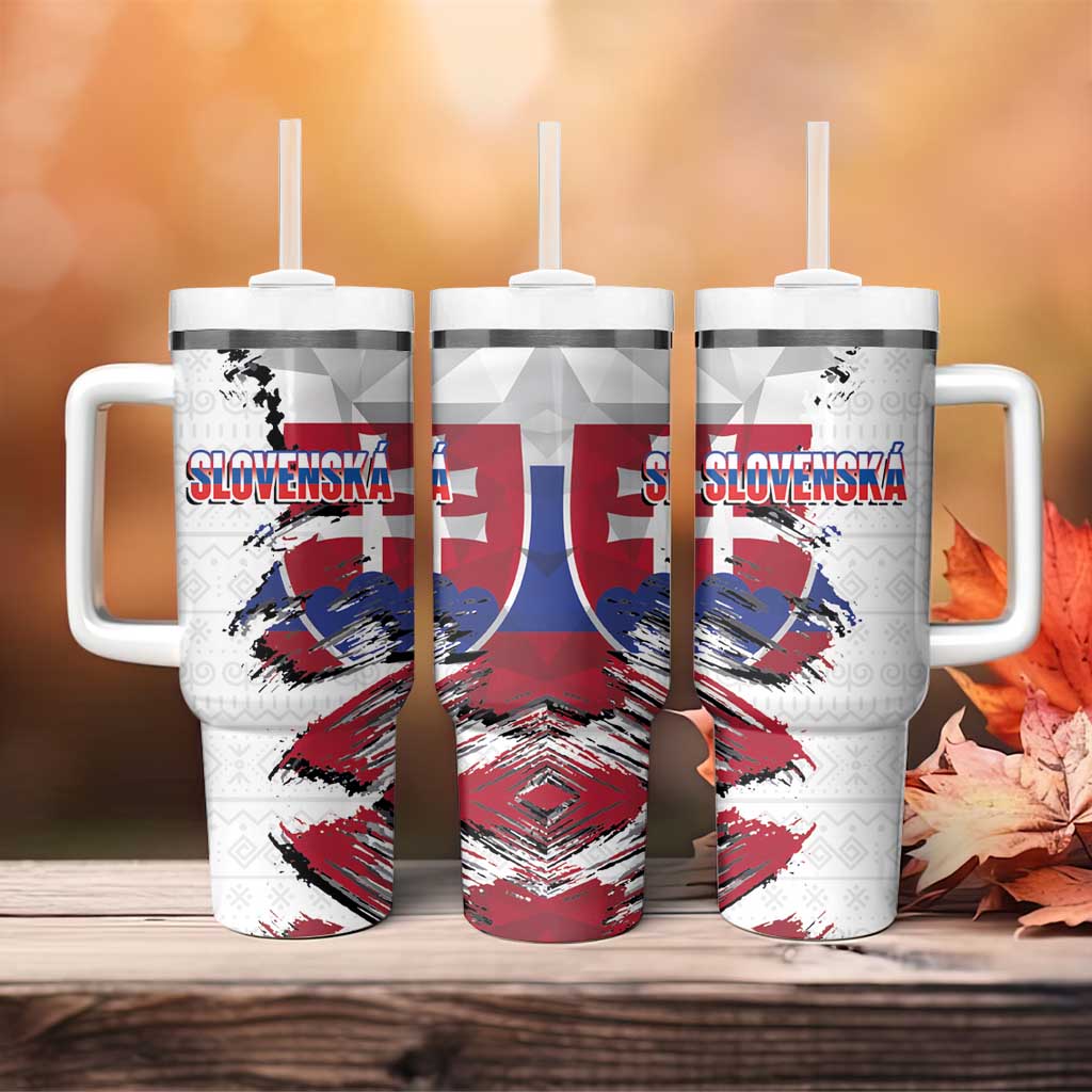 Slovakia Tumbler With Handle Flag Grunge Half Style with Slovak Pattern