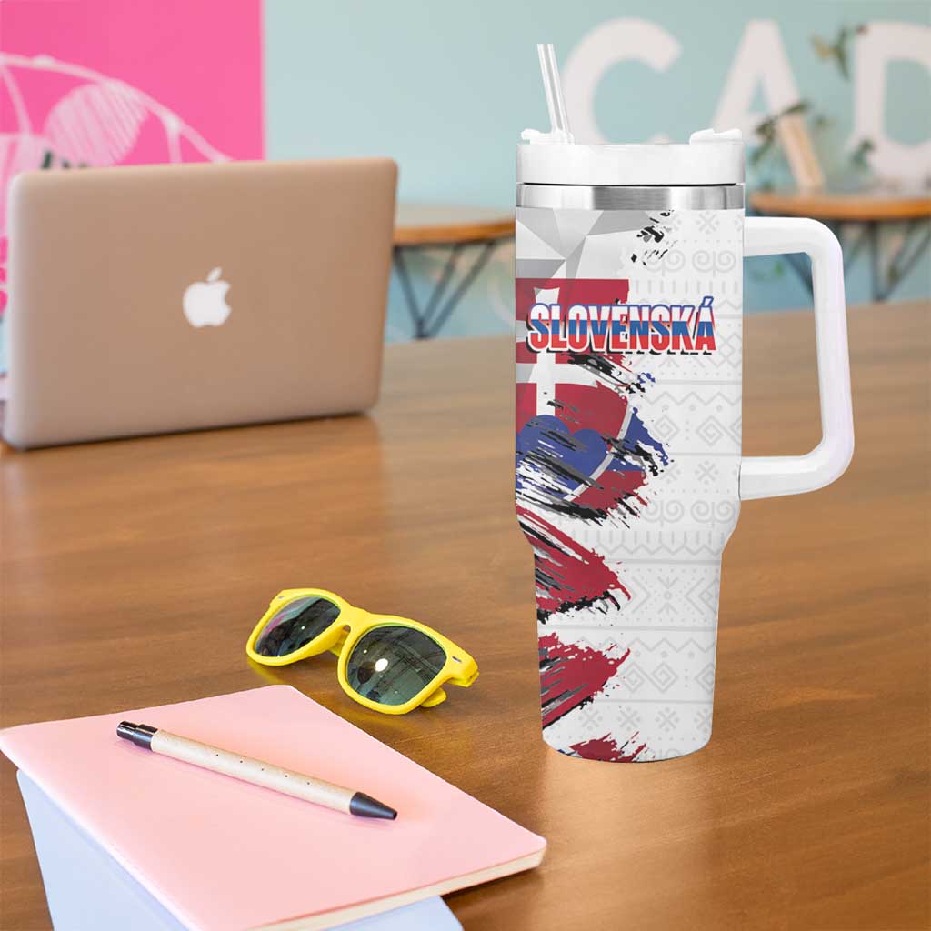 Slovakia Tumbler With Handle Flag Grunge Half Style with Slovak Pattern
