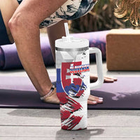 Slovakia Tumbler With Handle Flag Grunge Half Style with Slovak Pattern