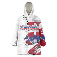 Slovakia Wearable Blanket Hoodie Flag Grunge Half Style with Slovak Pattern