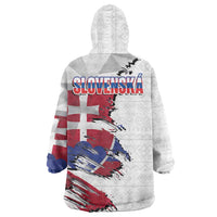 Slovakia Wearable Blanket Hoodie Flag Grunge Half Style with Slovak Pattern