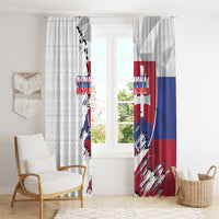 Slovakia Window Curtain Flag Grunge Half Style with Slovak Pattern