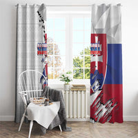 Slovakia Window Curtain Flag Grunge Half Style with Slovak Pattern