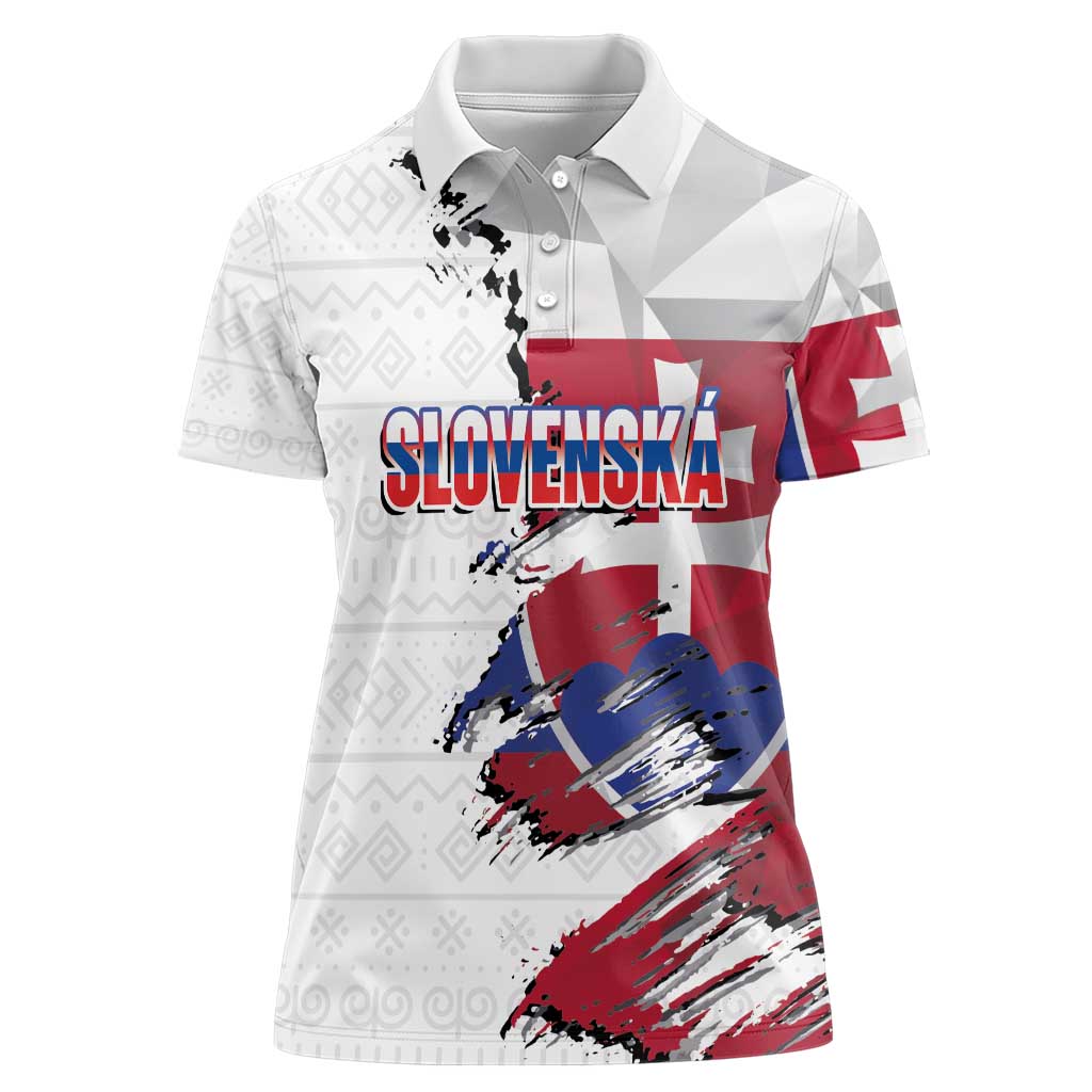 Slovakia Women Polo Shirt Flag Grunge Half Style with Slovak Pattern