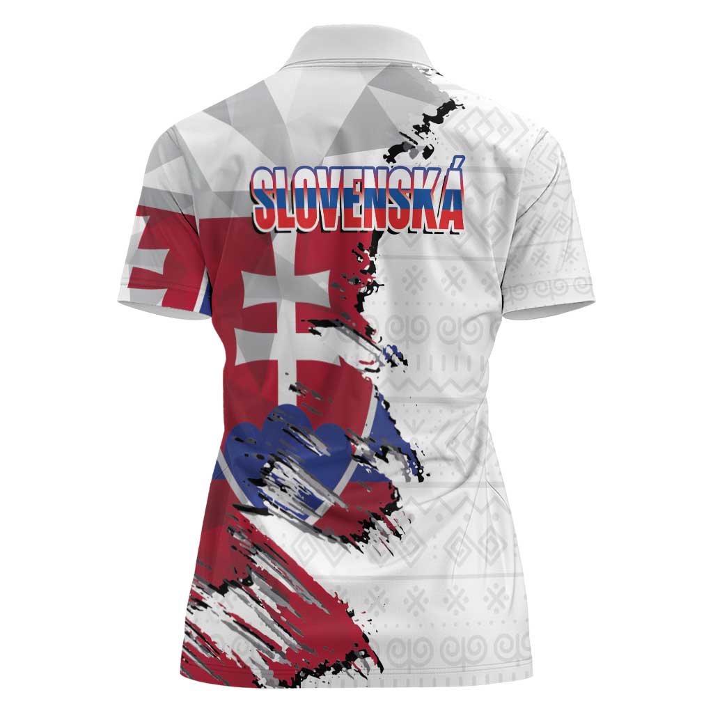 Slovakia Women Polo Shirt Flag Grunge Half Style with Slovak Pattern