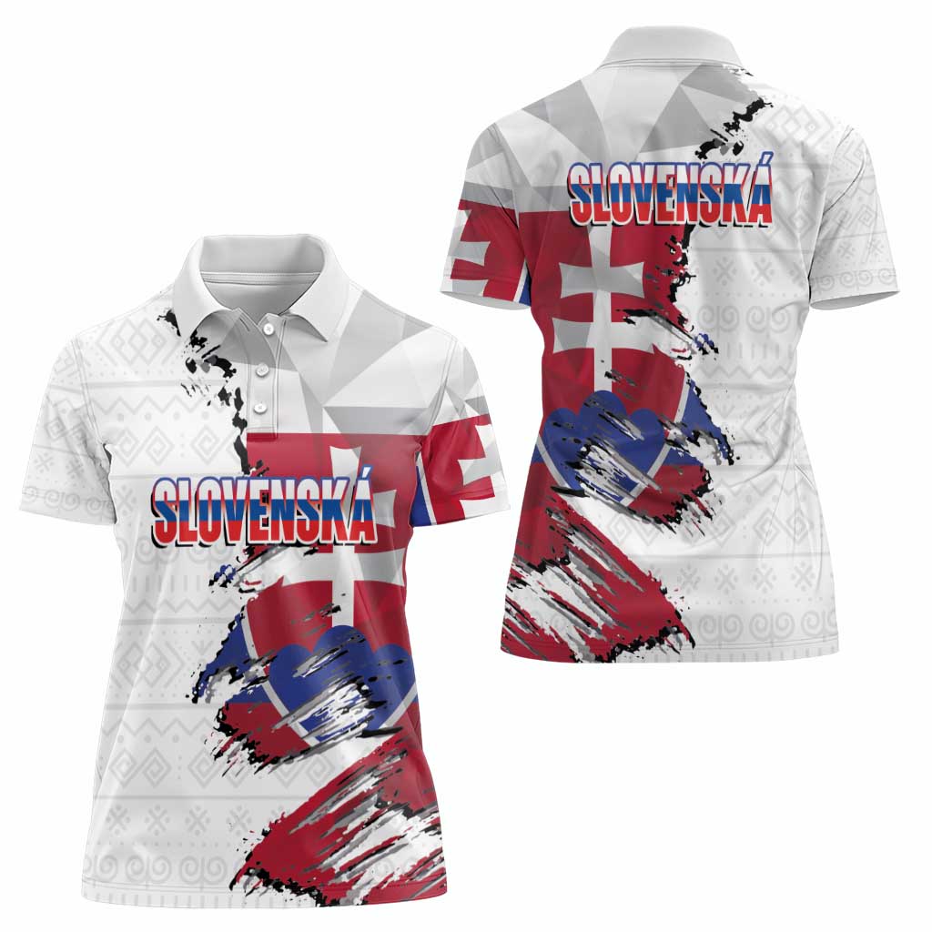 Slovakia Women Polo Shirt Flag Grunge Half Style with Slovak Pattern