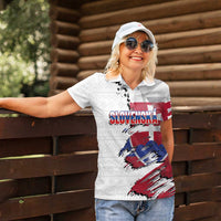 Slovakia Women Polo Shirt Flag Grunge Half Style with Slovak Pattern