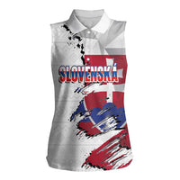 Slovakia Women Sleeveless Polo Shirt Flag Grunge Half Style with Slovak Pattern