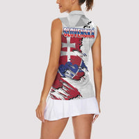 Slovakia Women Sleeveless Polo Shirt Flag Grunge Half Style with Slovak Pattern