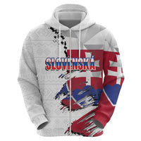 Slovakia Zip Hoodie Flag Grunge Half Style with Slovak Pattern