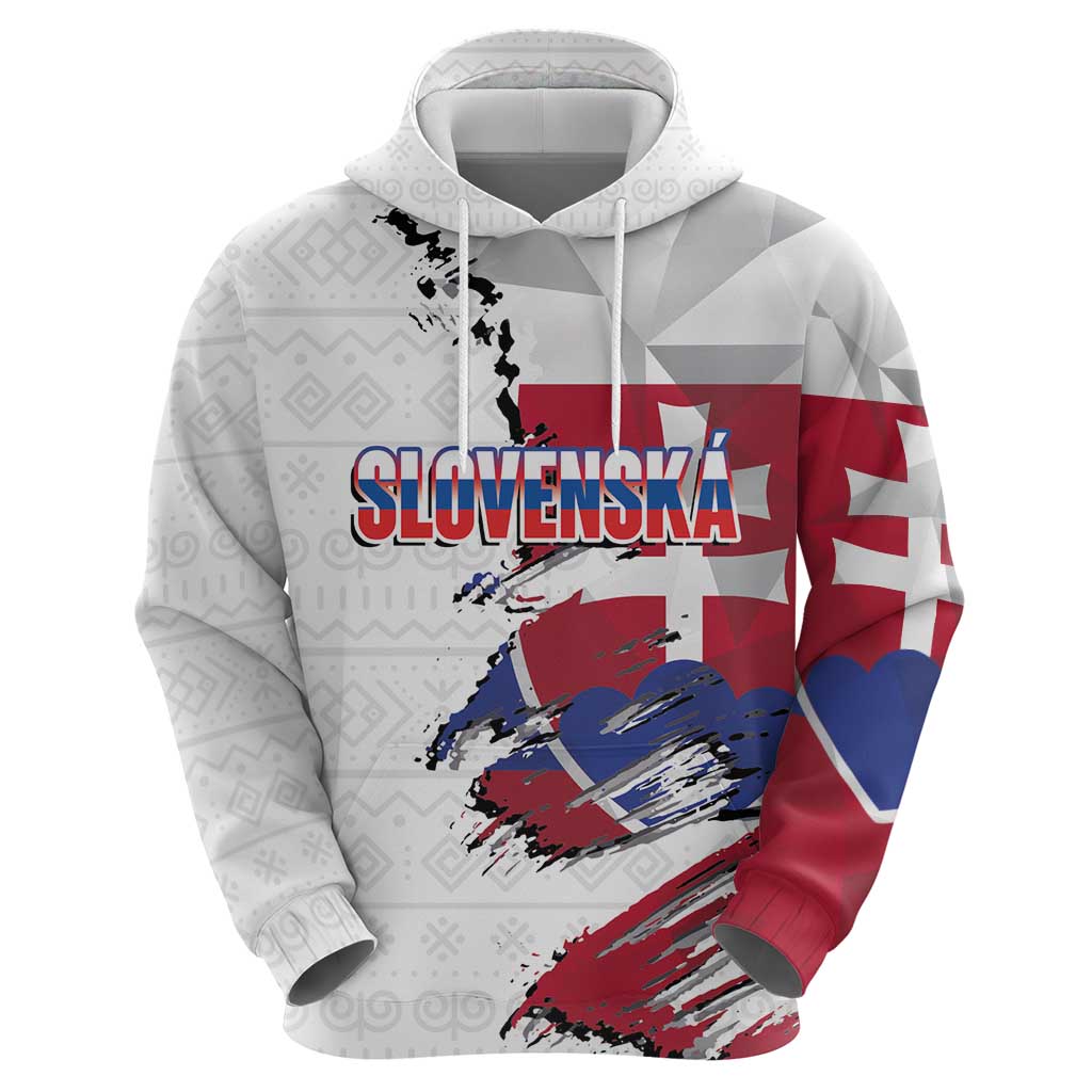 Slovakia Zip Hoodie Flag Grunge Half Style with Slovak Pattern
