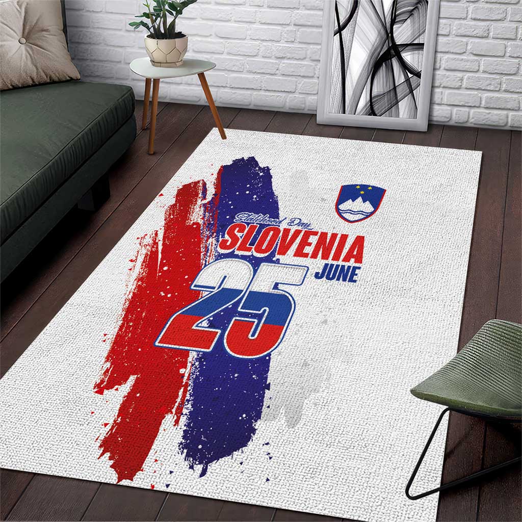 Slovenia Statehood Day Area Rug 25 June National Flag Color Brush Stroke Style