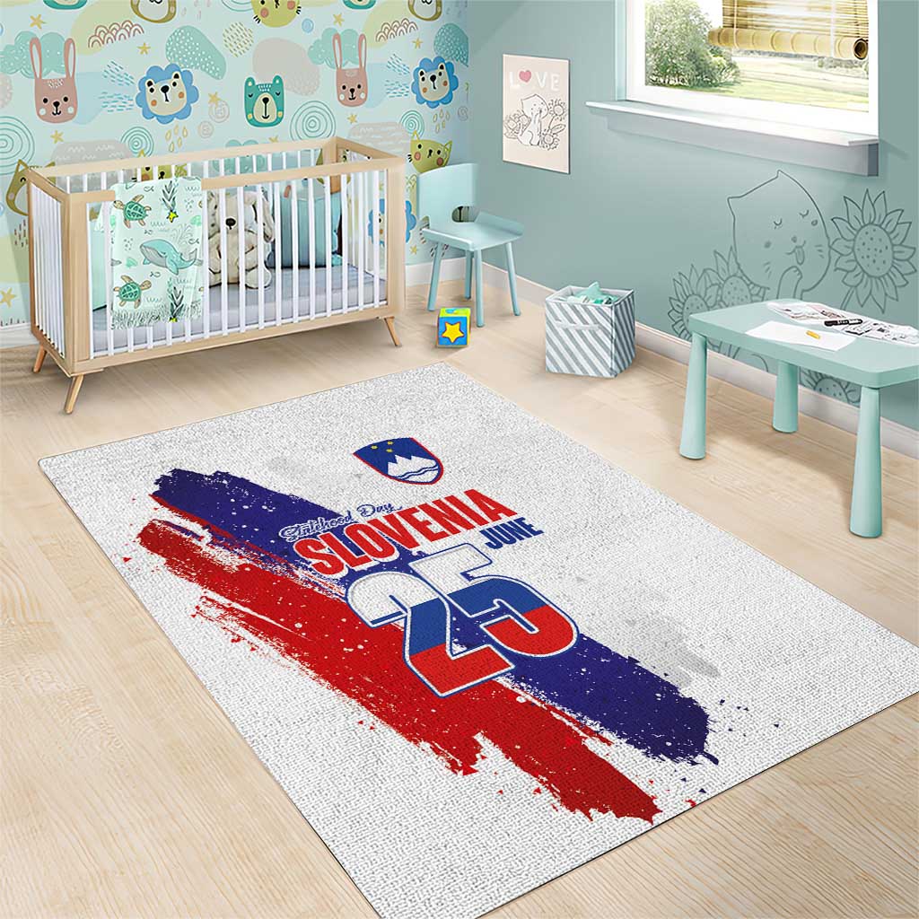 Slovenia Statehood Day Area Rug 25 June National Flag Color Brush Stroke Style
