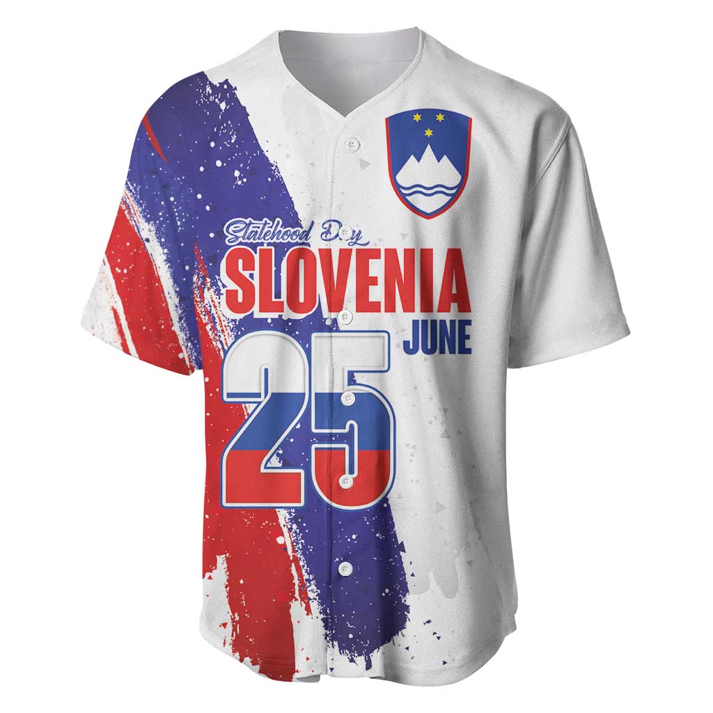 Slovenia Statehood Day Baseball Jersey 25 June National Flag Color Brush Stroke Style