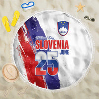 Slovenia Statehood Day Beach Blanket 25 June National Flag Color Brush Stroke Style