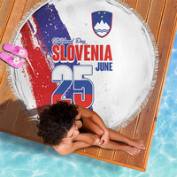 Slovenia Statehood Day Beach Blanket 25 June National Flag Color Brush Stroke Style