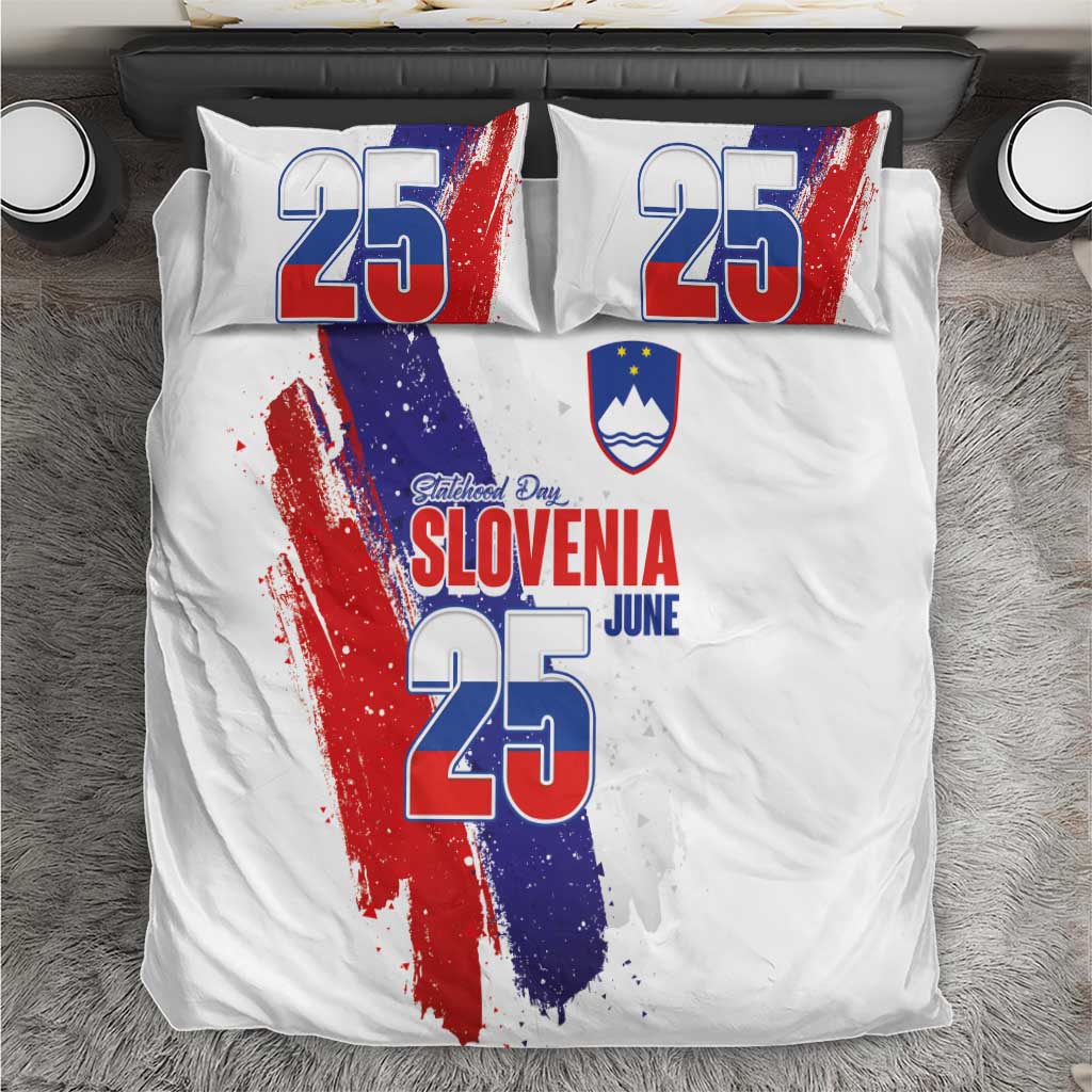 Slovenia Statehood Day Bedding Set 25 June National Flag Color Brush Stroke Style