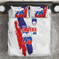 Slovenia Statehood Day Bedding Set 25 June National Flag Color Brush Stroke Style