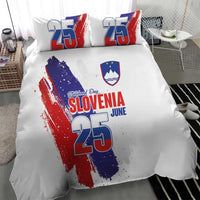 Slovenia Statehood Day Bedding Set 25 June National Flag Color Brush Stroke Style