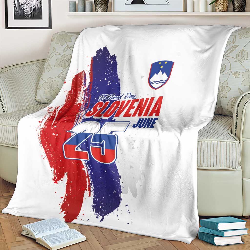 Slovenia Statehood Day Blanket 25 June National Flag Color Brush Stroke Style