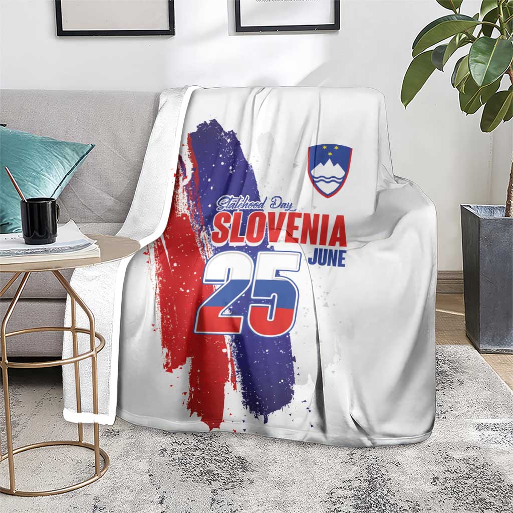 Slovenia Statehood Day Blanket 25 June National Flag Color Brush Stroke Style