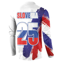 Slovenia Statehood Day Button Sweatshirt 25 June National Flag Color Brush Stroke Style