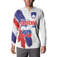 Slovenia Statehood Day Button Sweatshirt 25 June National Flag Color Brush Stroke Style