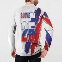Slovenia Statehood Day Button Sweatshirt 25 June National Flag Color Brush Stroke Style