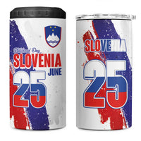 Slovenia Statehood Day 4 in 1 Can Cooler Tumbler 25 June National Flag Color Brush Stroke Style